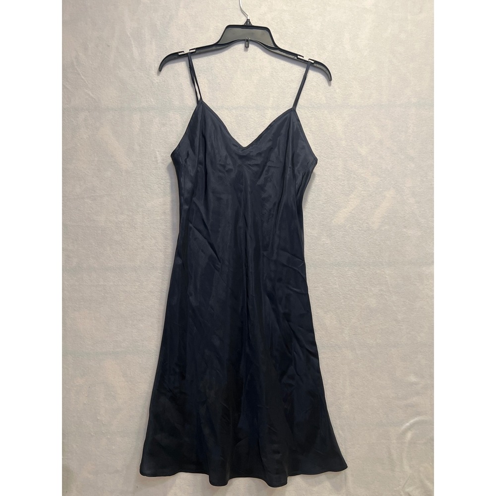 Rodika Zanian Black Slip Dress Sleeveless V Neck Midi Casual